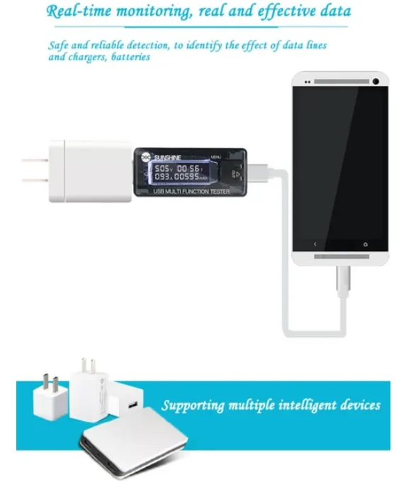 Sunshine USB Şarj Akım Voltaj Test Cihazı USB Arıza Tespit Cihazı SS-302A