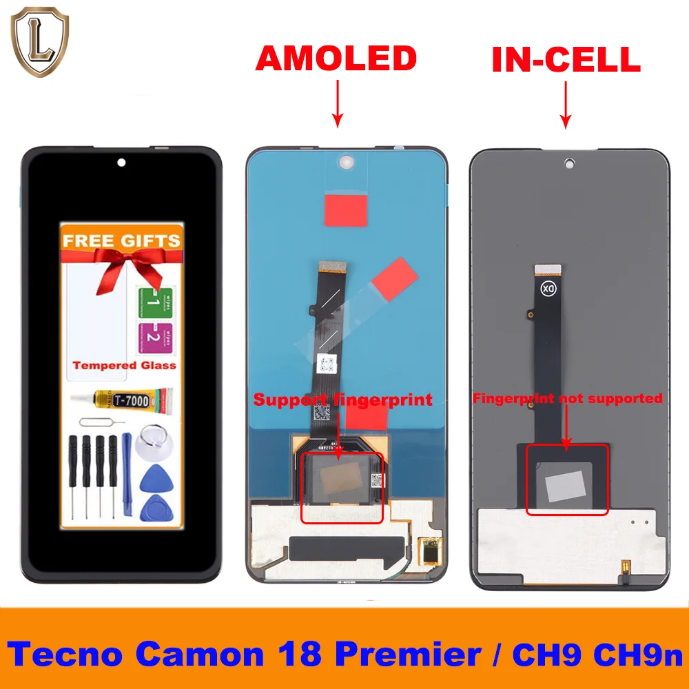 Tecno Camon 18 Ekran Dokunmatik Orijinal Çıtasız Ürün (Çerçevesiz)