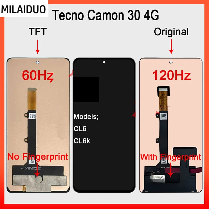 Tecno Camon 30 5G Çıtalı Ekran Dokunmatik Siyah SOFT OLED Kalite Ekran