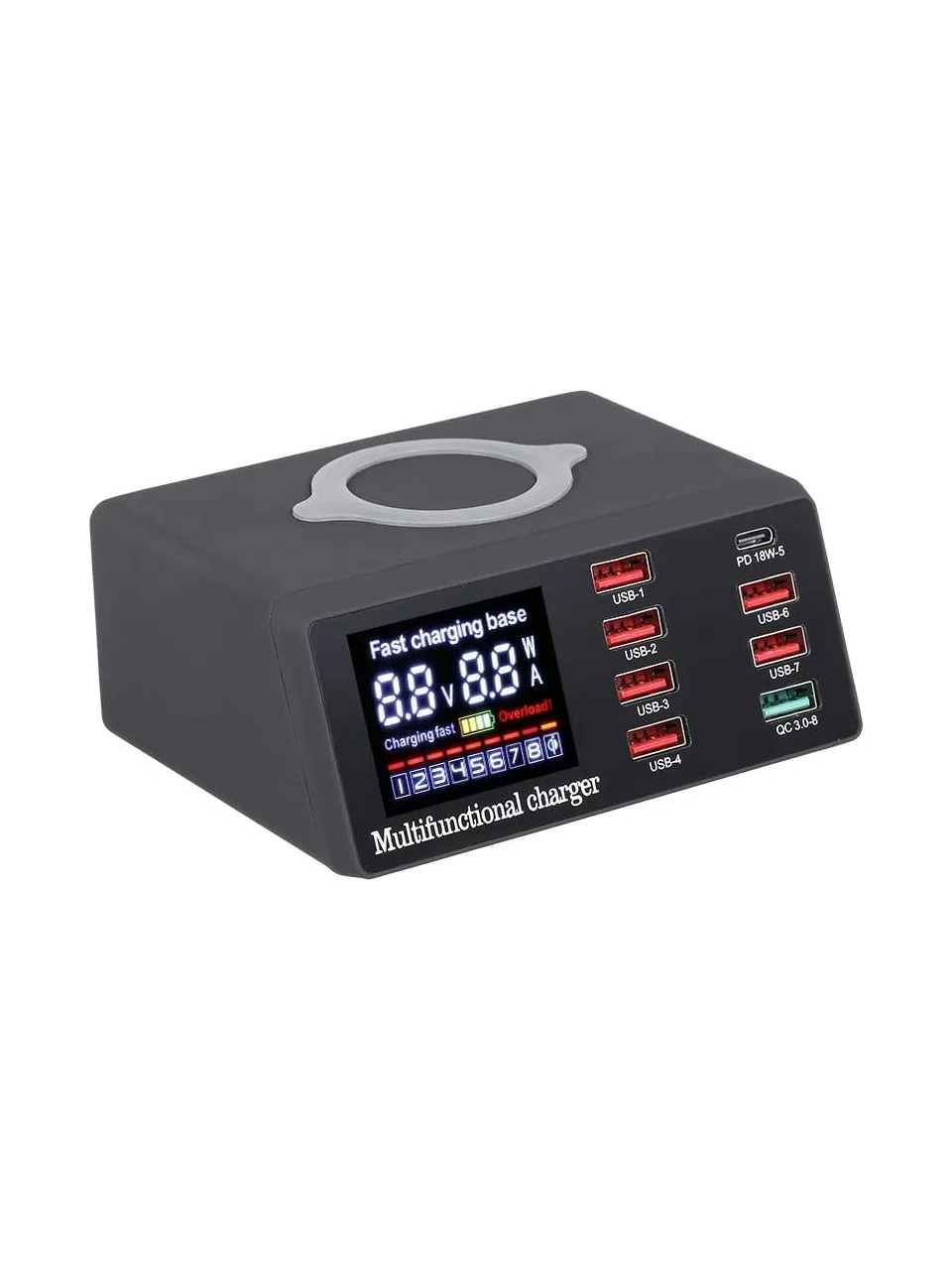 WLX X9 Pd + QC3.0869 8 Portlu Kablosuz USB Şarj Cihazı Siyah