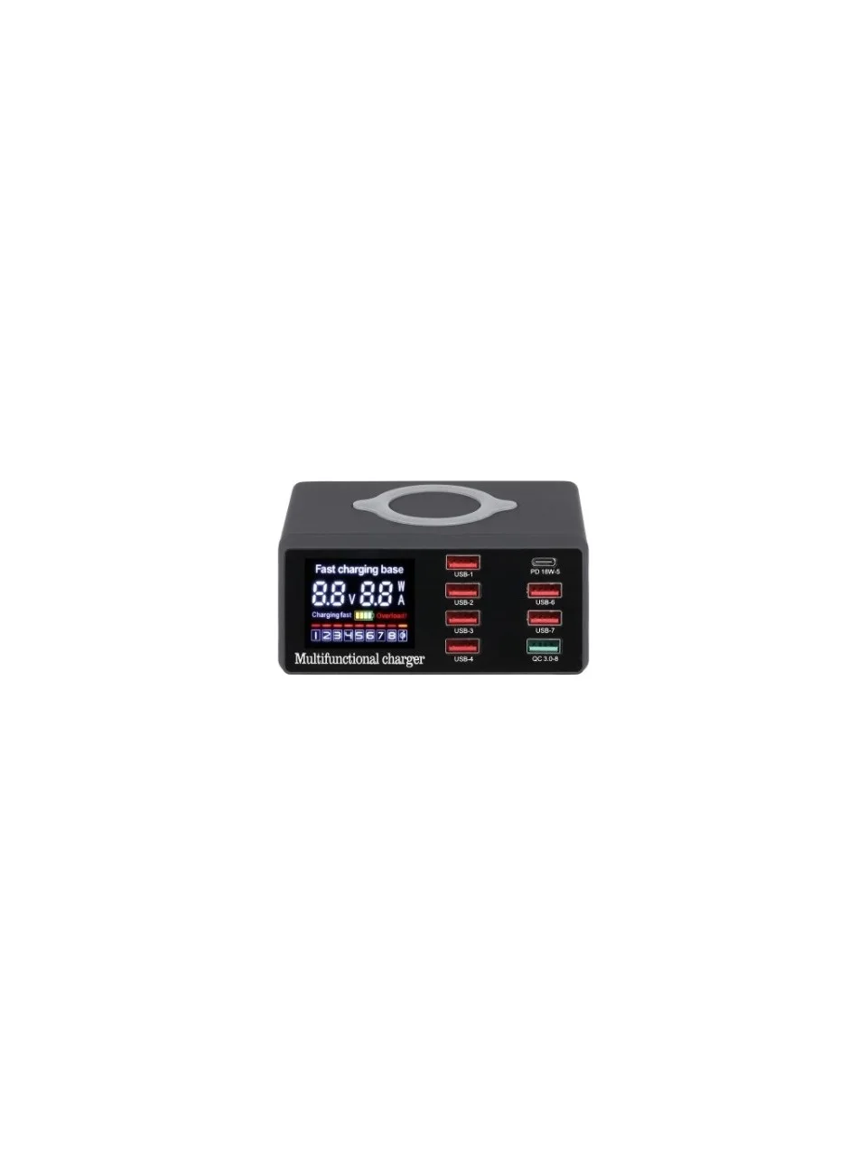 WLX X9 Pd + QC3.0869 8 Portlu Kablosuz USB Şarj Cihazı Siyah