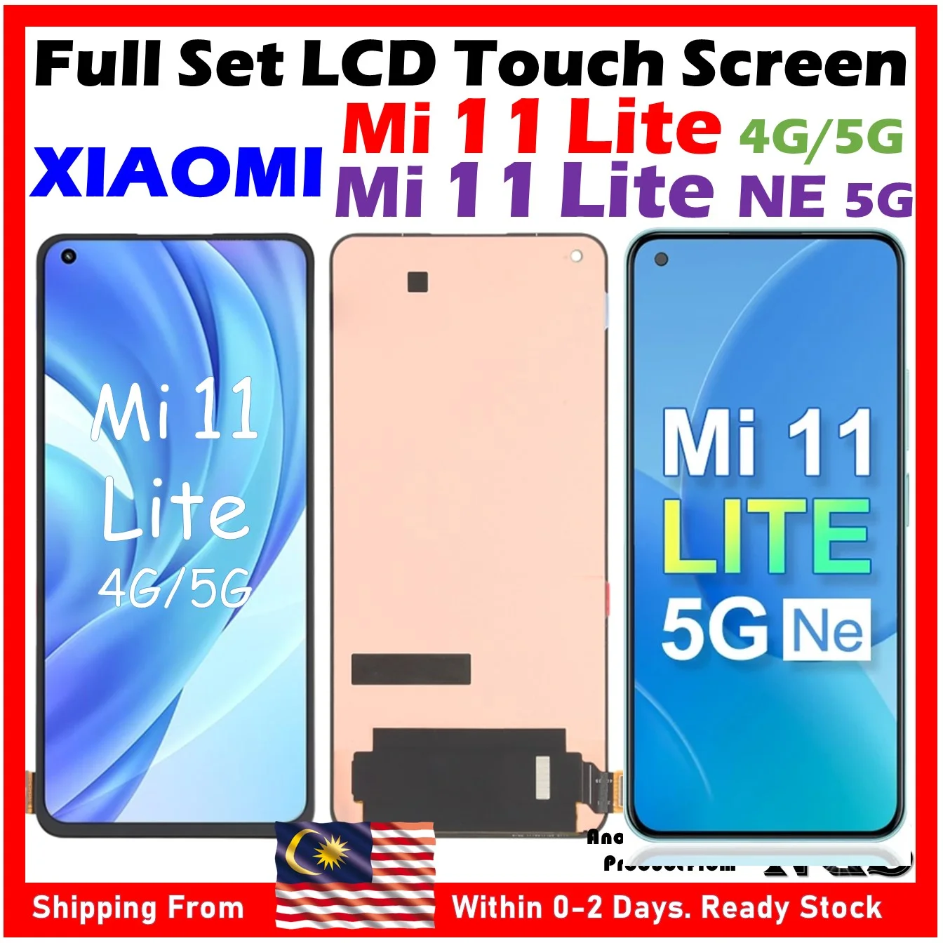 Xiaomi Mi 11 Lite 4G Ekran Dokunmatik Orijinal Çıtasız Ürün (Çerçevesiz)