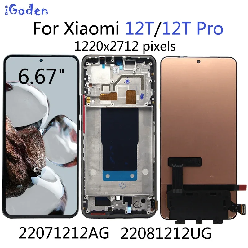 Xiaomi Mi 12T Çıtalı Ekran Dokunmatik Siyah SOFT OLED Kalite Ekran