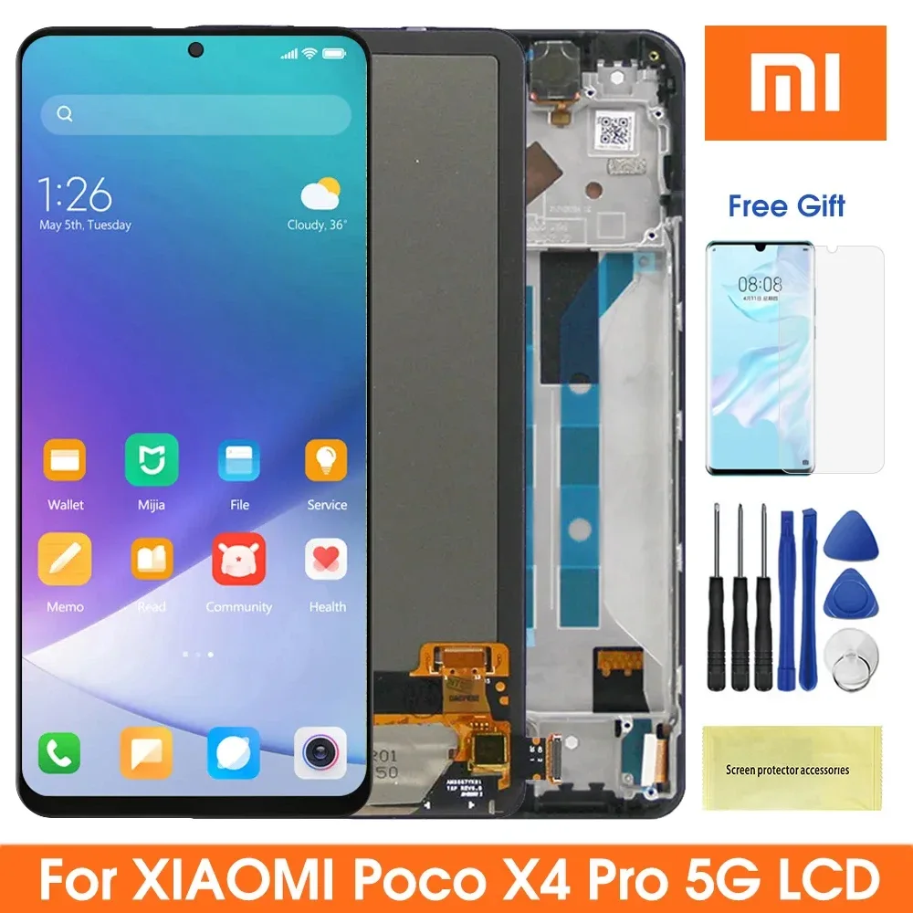 Xiaomi Poco X4 Pro Çıtalı Ekran Dokunmatik Siyah OLED