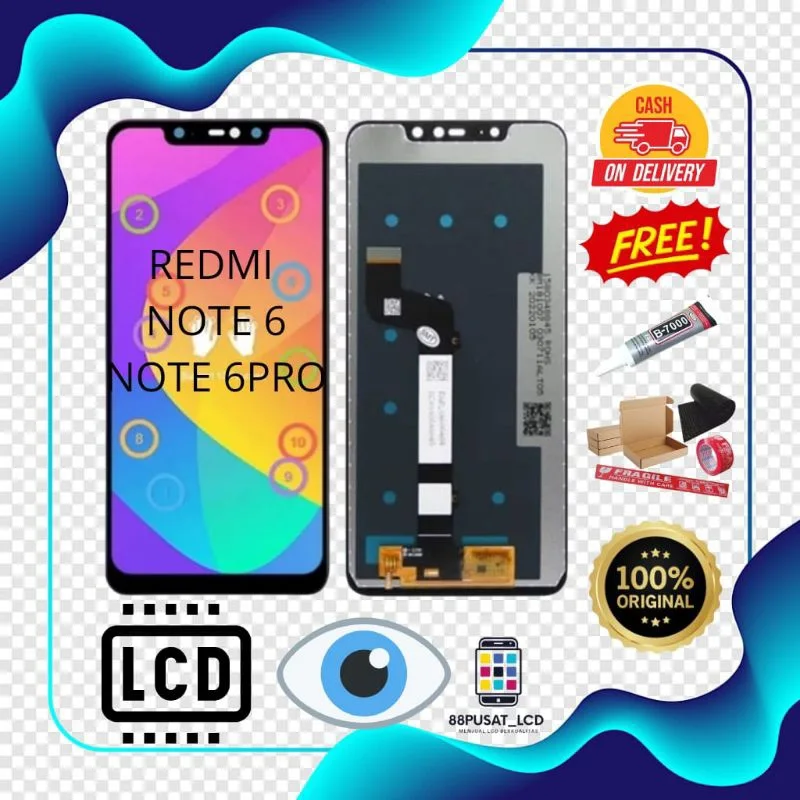 Xiaomi Redmi Note 6 Ekran Dokunmatik Orijinal Çıtasız Ürün (Çerçevesiz)