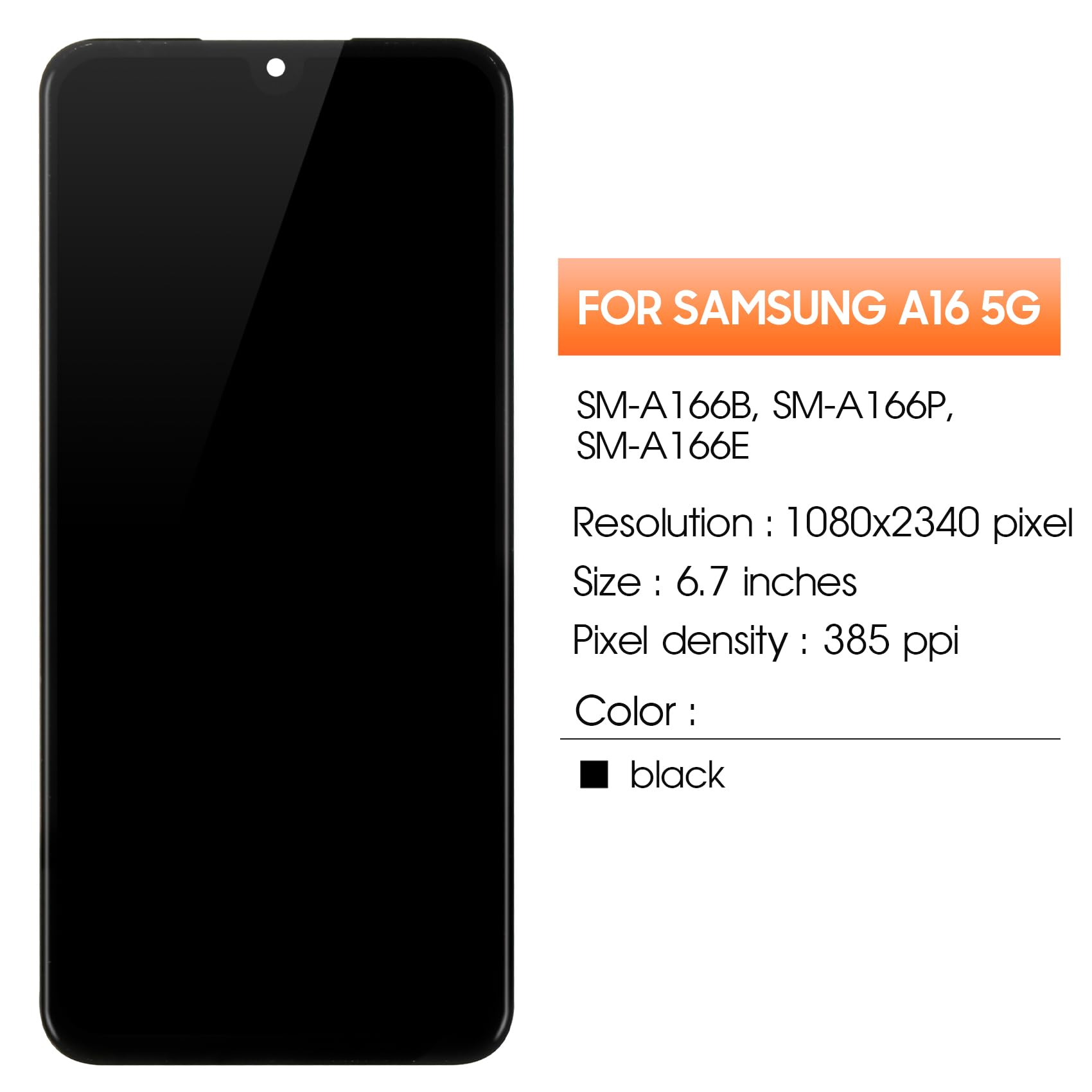 Samsung A16 A165 Çıtalı Oled Ekran Dokunmatik Siyah Org Size