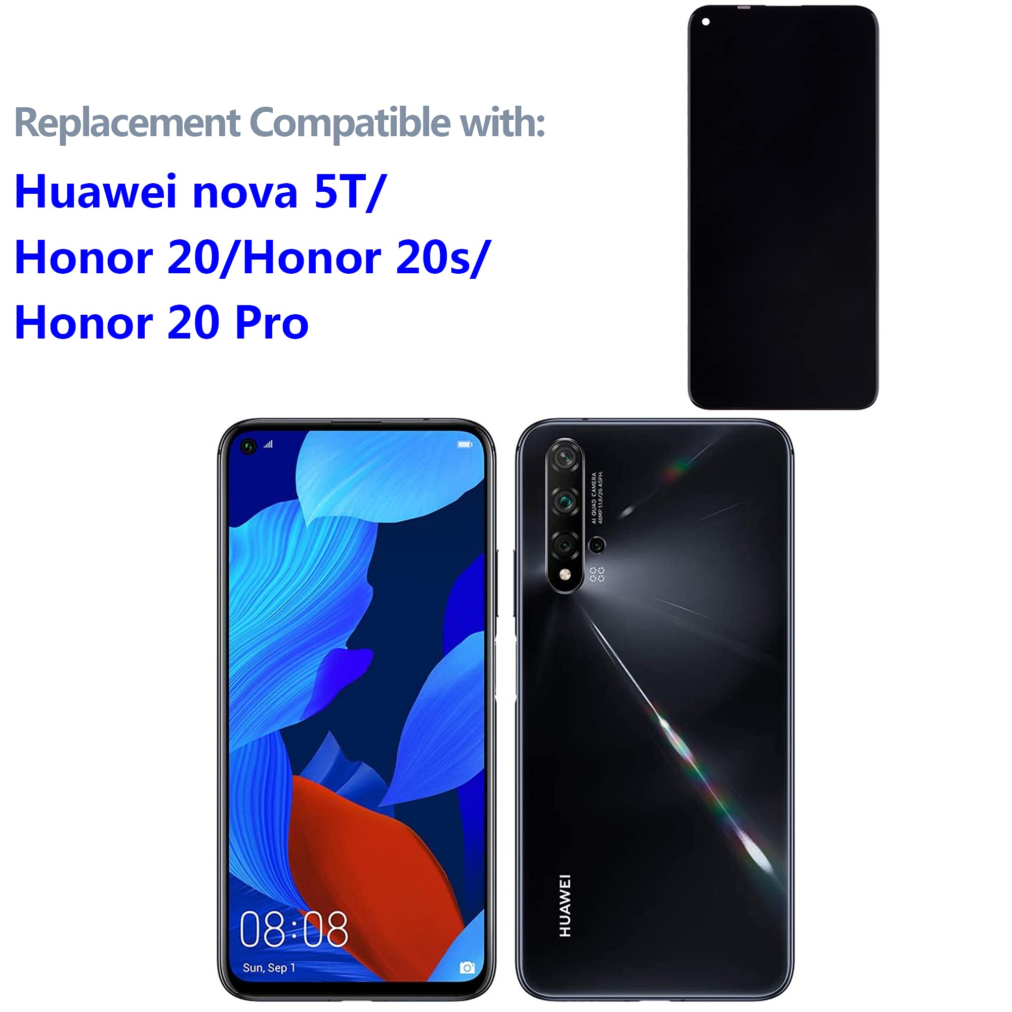 Huawei Nova 5T Honor 20 Ekran Dokunmatik Siyah