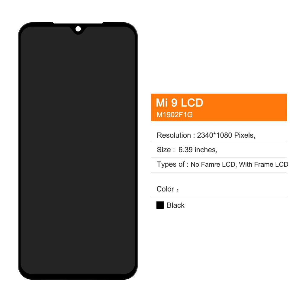 Xioami Mi 9 Ekran Dokunmatik Siyah